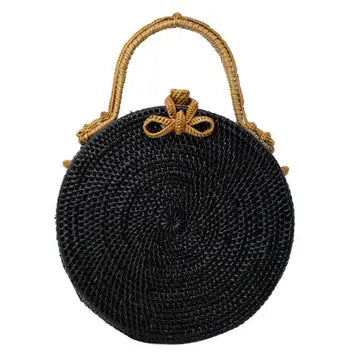 Round Rattan Bag-Black