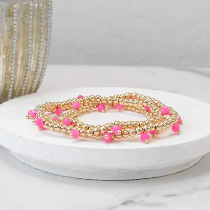 Colorful Beaded Bradelets- Stack of 3